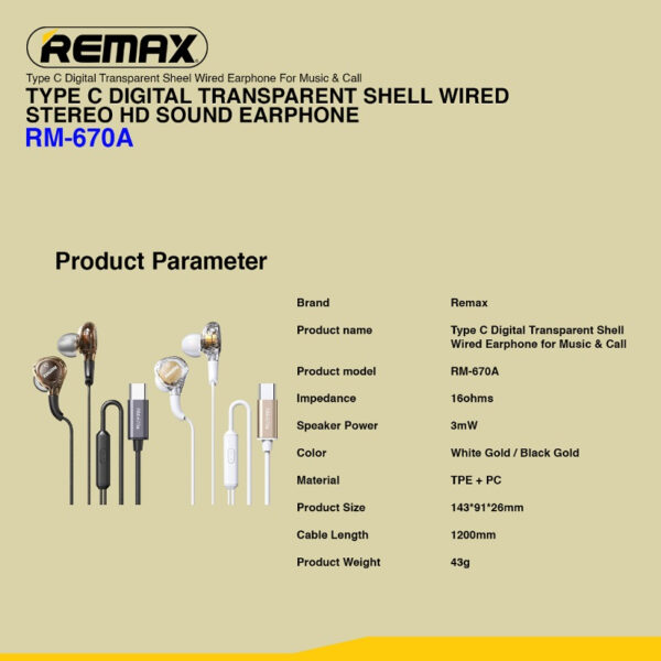 خرید و قیمت | هندزفری ریمکس مدل  RM-670a TypeC
