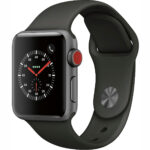 خرید و قیمت | ساعت هوشمند اپل واچ سری 3 سلولار مدل 38mm Stainless Steel Case with Black Sport Silicon Band