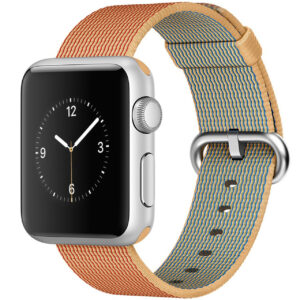خرید و قیمت | ساعت هوشمند اپل واچ مدل 38mm Aluminum Case With Gold/Red Woven Nylon Band