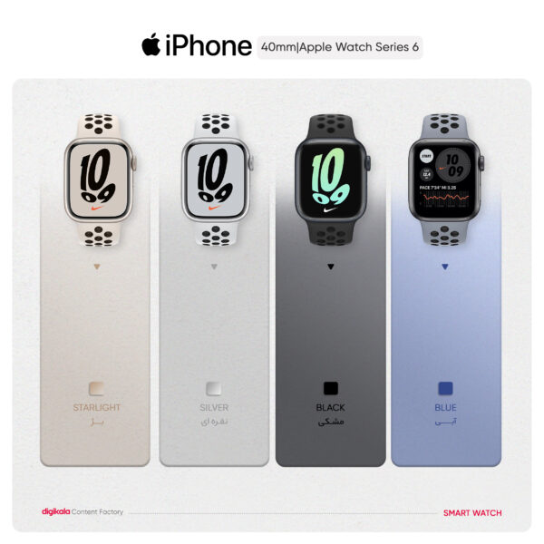 خرید و قیمت | ساعت هوشمند اپل واچ سری 6 مدل 40mm Aluminum Case with Nike Sport silicone Band