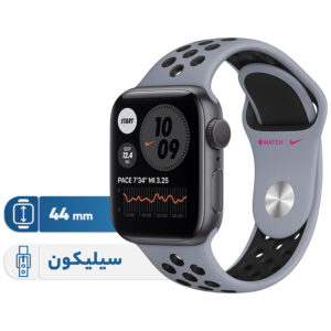 خرید و قیمت ساعت هوشمند اپل مدل 44mm Space Gray Aluminum Case with Nike Sport Band دارای قابلیت های صفحه نمایش لمسی بند سیلیکون