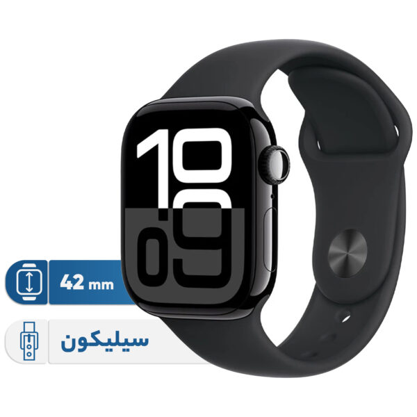 خرید و قیمت | ساعت هوشمند اپل مدل Series 10 42mm Aluminum دارای قابلیت های کنترل موسیقی (Music Player)، قابلیت مکالمه از طریق بلوتوث، قابلیت تغییر طرح ساعت یا تم، صفحه همیشه روشن (Always-on Display)، پشتیبانی از دستیار صوتی بند سیلیکون