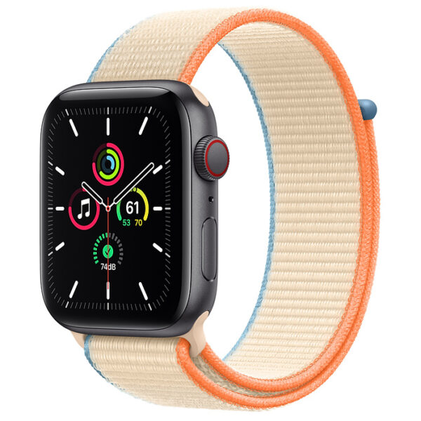 خرید و قیمت ساعت هوشمند اپل مدل  44mm Aluminum Case with Sport Loop Nylon Band دارای قابلیت های صفحه نمایش لمسی بند نایلون