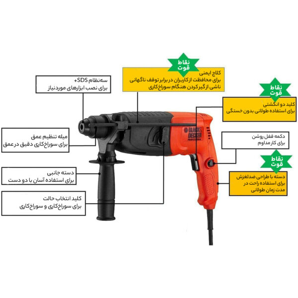 خرید و قیمت | دریل بتن کن بلک اند دکر مدل BDHR202K-B5